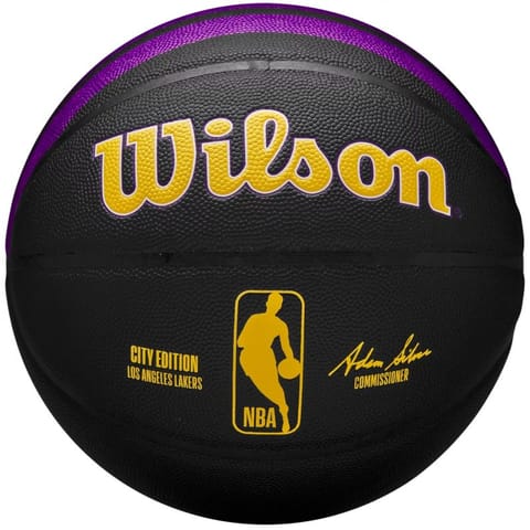 ⁨Piłka do koszykówki Wilson Wilson NBA Team City Collector Los Angeles Lakers (kolor Czarny. Żółty, rozmiar 7)⁩ w sklepie Wasserman.eu