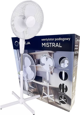 ⁨Wentylator podłogowy Mistral z oscylacją i regulacja nadmuchu⁩ w sklepie Wasserman.eu