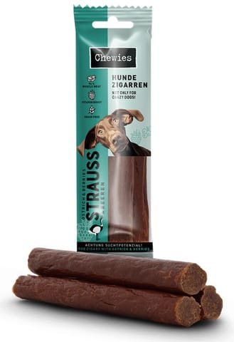 ⁨Chewies Hundezigarren Straub & Beeren - struś & owoce 75g⁩ w sklepie Wasserman.eu