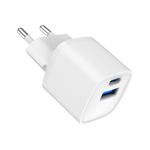 ⁨Mini-ładowarka USB-A USB-C 20W PD QC3.0 biała⁩ at Wasserman.eu