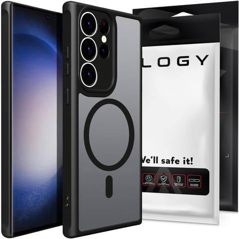 ⁨Etui do Samsung Galaxy S23 Ultra obudowa do MagSafe Case matowe Alogy Ring Mag Clear do ładowarek Qi Czarne⁩ w sklepie Wasserman.eu