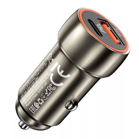 ⁨Ładowarka samochodowa HOCO USB A + Typ C PD QC3.0 3A 20W Z46A szary⁩ w sklepie Wasserman.eu