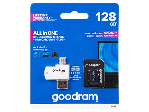 ⁨Karta microSDXC 128GB+czytnik kart GOODRAM⁩ w sklepie Wasserman.eu