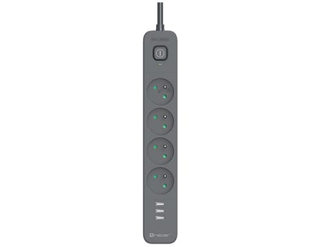 Power Line+ mobile ready surge protector power strip 1.5m (4 sockets + 3x USB A, 5V 2.4A) at Wasserman.eu