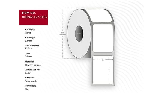 ⁨Capture Label 57 x 32 mm. White.⁩ w sklepie Wasserman.eu