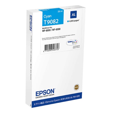 ⁨Epson oryginalny ink / tusz C13T90824N, T9082, XL, cyan, 39ml⁩ w sklepie Wasserman.eu