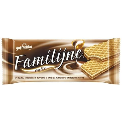 ⁨WAFLE JUTRZENKA FAMILIJNE 180 G KAKAOWO-ŚMIETANKOWE⁩ w sklepie Wasserman.eu