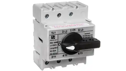 ⁨Rozłącznik izolacyjny 3P 80A z pokrętłem na rozłączniku czarnym RSI-3080W02⁩ w sklepie Wasserman.eu