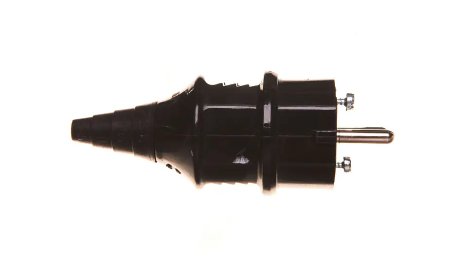 ⁨Universal plug 16A 3P 230V IP44 Schuko black 10754 MEN10754⁩ at Wasserman.eu