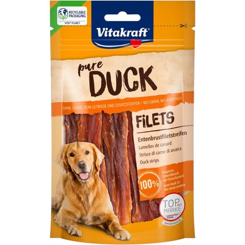⁨VITAKRAFT Pure Duck Fillets - dog treat - 80g⁩ at Wasserman.eu