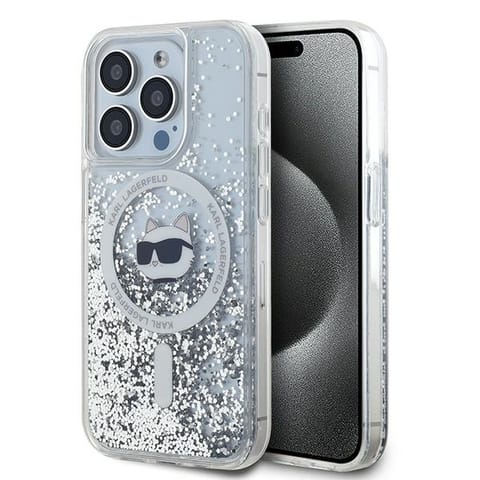 ⁨Karl Lagerfeld KLHMP14LLGCHSGH iPhone 14 Pro 6.1" hardcase transparent Liquid Glitter Choupette Head Magsafe⁩ w sklepie Wasserman.eu