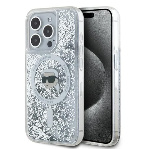 ⁨Karl Lagerfeld KLHMP15XLGKISGH iPhone 15 Pro Max 6.7" hardcase transparent Liquid Glitter Karl Head Magsafe⁩ w sklepie Wasserman.eu