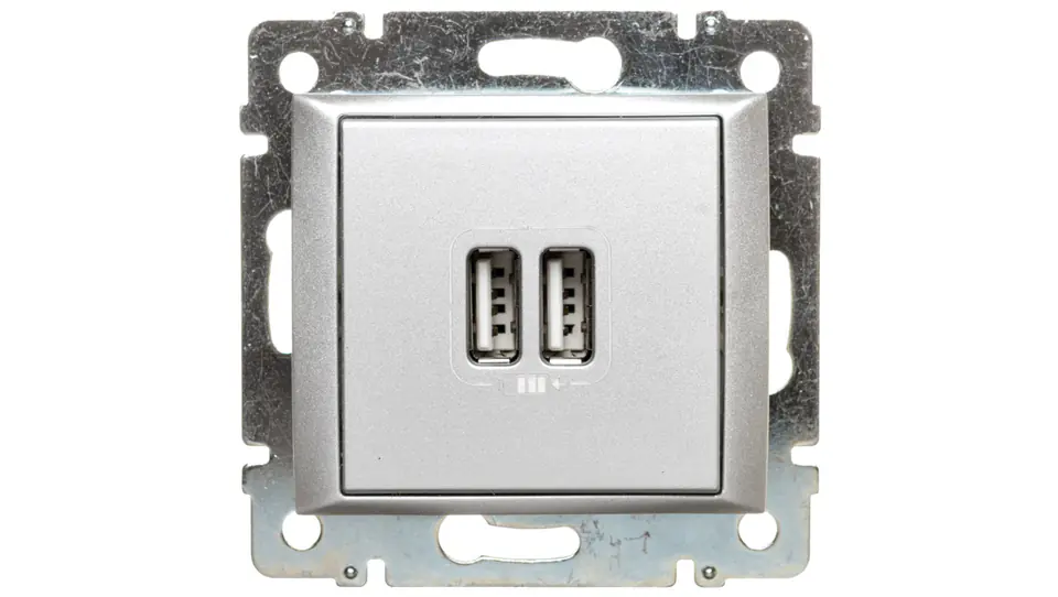 ⁨VALENA Power socket 2xUSB 5V 1500mA aluminum 770270⁩ at Wasserman.eu