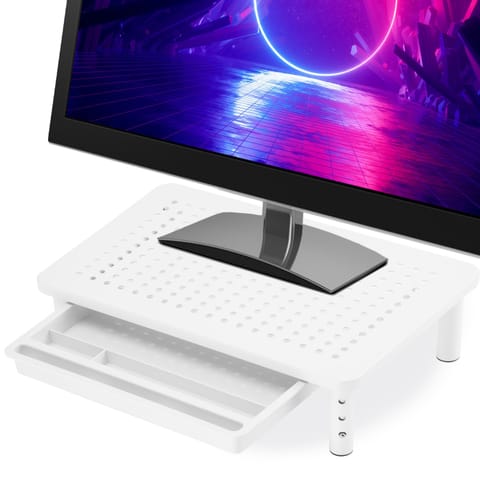⁨Podstawka pod monitor laptop NANKIN biała + szuflada⁩ w sklepie Wasserman.eu