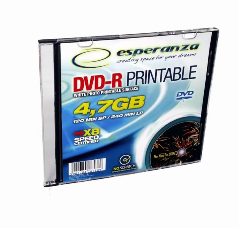1304 Dvd-r esperanza 4,7gb x16 printable - slim case 1 w sklepie Wasserman.eu