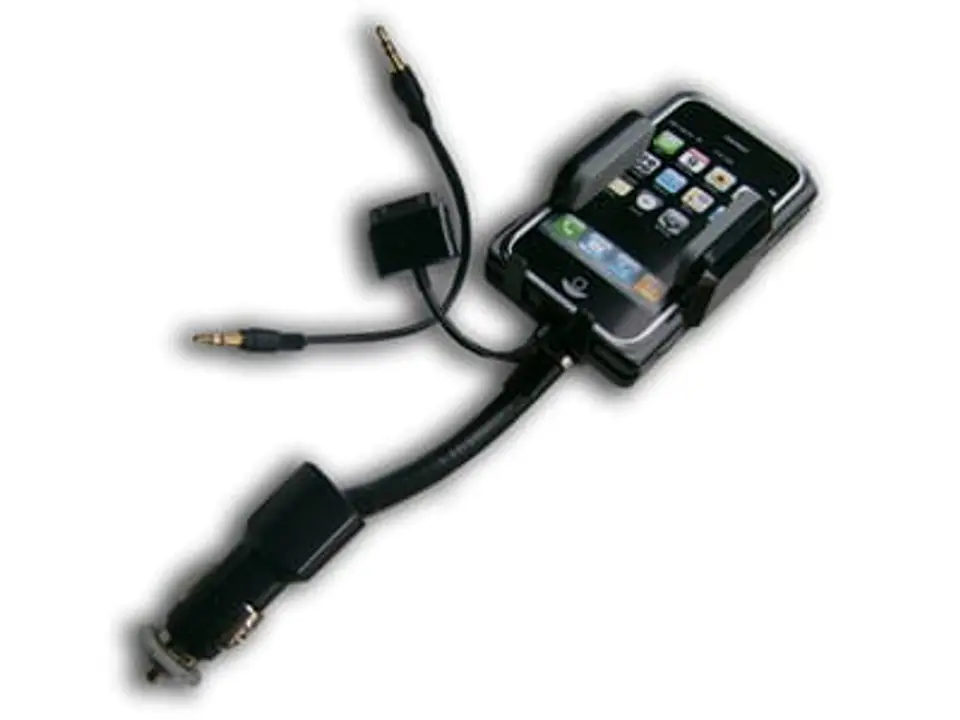 Allkit handle. USB charger, FM transmitter for iPhone, 3G, iPod at Wasserman.eu