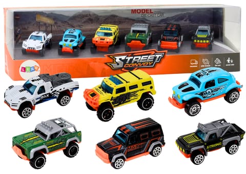 ⁨Zestaw Metalowych Autek Terenowych 1:64 6 sztuk⁩ w sklepie Wasserman.eu