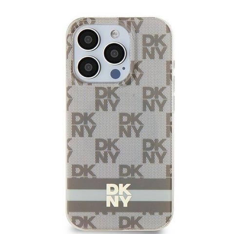 ⁨Oryginalne Etui IPHONE 11 / XR DKNY Hardcase IML Checkered Mono Pattern & Printed Stripes MagSafe (DKHMN61HCPTSE) beżowe⁩ w sklepie Wasserman.eu