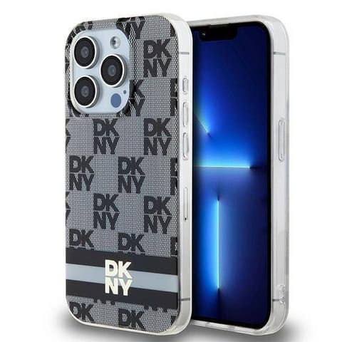 ⁨Oryginalne Etui IPHONE 13 PRO DKNY Hardcase IML Checkered Mono Pattern & Printed Stripes MagSafe (DKHMP13LHCPTSK) czarne⁩ w sklepie Wasserman.eu