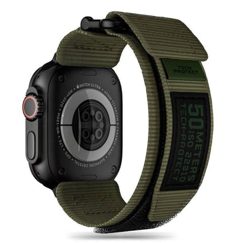 ⁨Pasek do APPLE WATCH 4 / 5 / 6 / 7 / 8 / 9 / SE / ULTRA 1 / 2 (42 / 44 / 45 / 49 MM) Tech-Protect Scout Pro Military Green ciemnozielone⁩ w sklepie Wasserman.eu