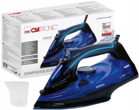 ⁨Clatronic DB 3755 Dry & Steam iron Ceramic soleplate 2800 W Black, Blue⁩ at Wasserman.eu