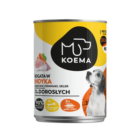 ⁨KOEMA Mokra karma dla psa z indykiem, puszka 400g⁩ w sklepie Wasserman.eu