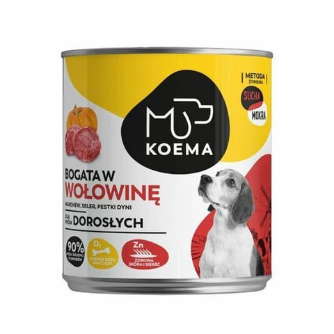 ⁨KOEMA Mokra karma dla psa z wołowiną, puszka 800g⁩ w sklepie Wasserman.eu