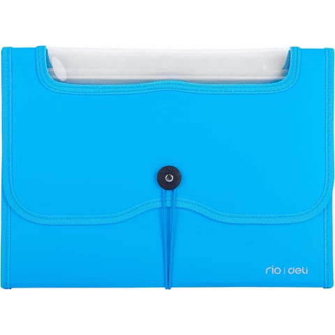 ⁨Teczka harmonijkowa z gumką 13-przegródek okno PVC RIO niebieska 38128 BLUE DELI⁩ w sklepie Wasserman.eu
