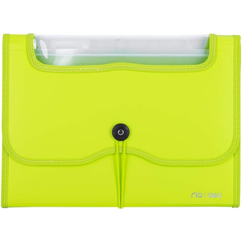 ⁨Teczka harmonijkowa z gumką 13-przegródek okno PVC RIO zielona 38128 GREEN DELI⁩ w sklepie Wasserman.eu