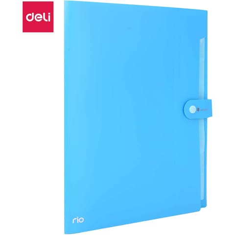 ⁨Teczka zatrzaskowa A4 8-przegródek RIO niebieska EB40102 BLUE DELI⁩ w sklepie Wasserman.eu