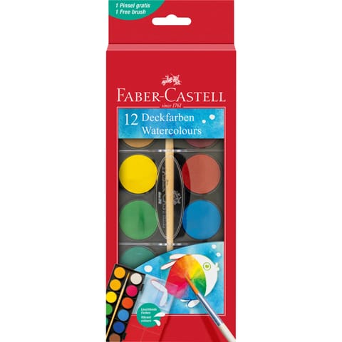 ⁨Farby szkolne 12 kolorów kasetka 30mm 120018 FABER-CASTELL⁩ w sklepie Wasserman.eu