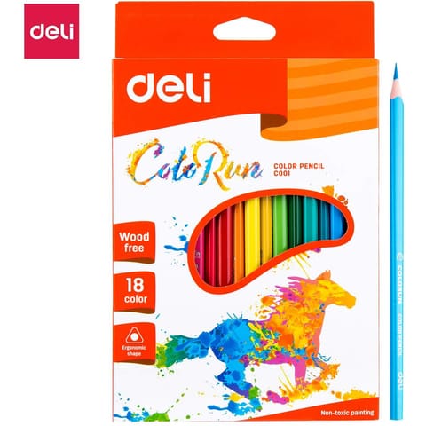 ⁨Kredki ołówkowe bezdrzewne COLORUN 18 kolorów EC00110 DELI⁩ w sklepie Wasserman.eu