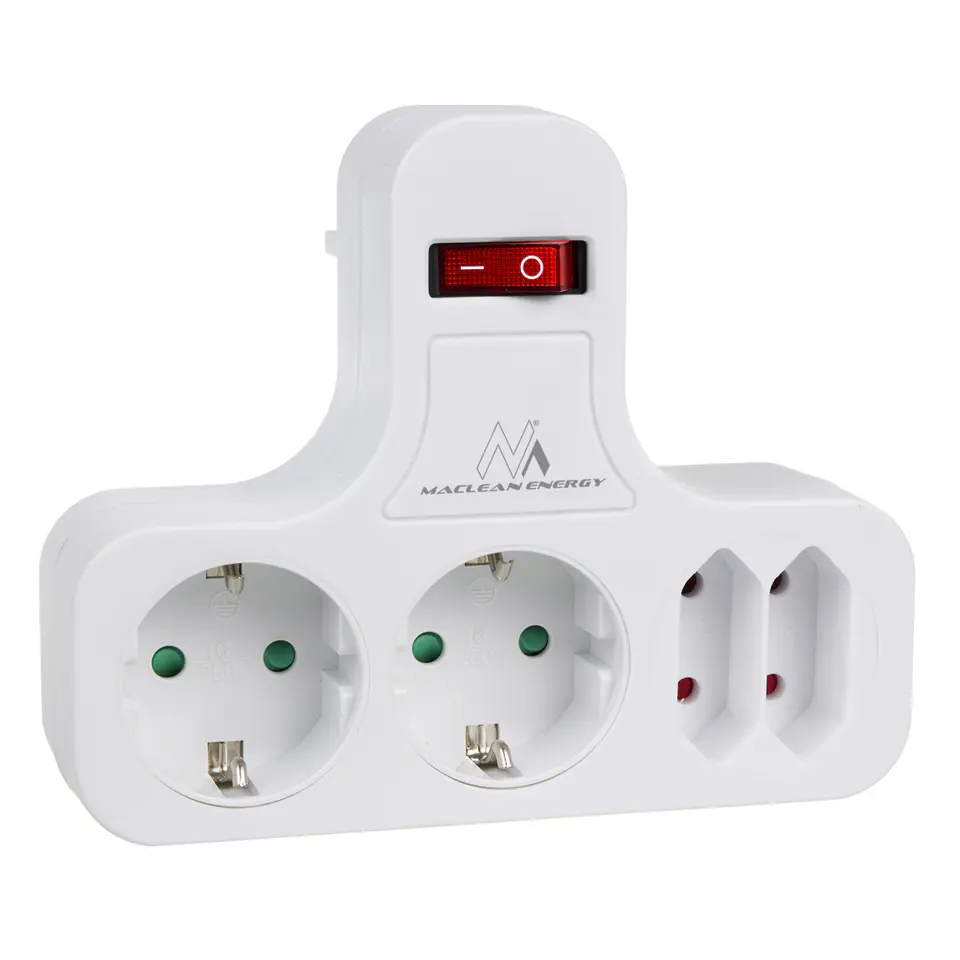 ⁨Maclean Power Socket, Quad with Circuit Breaker, Stabilizer Foot, Schuko Type, 2x2.5A, 2x16A, MCE224⁩ at Wasserman.eu