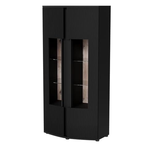 ⁨Cama 2D display cabinet MICHELLE 86x35-47xH180 black/viking oak⁩ at Wasserman.eu
