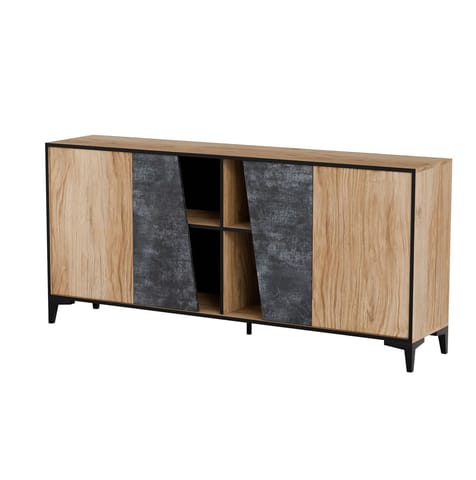 ⁨Cama 4D chest of drawers OVO 180x38xH83 oak/concrete⁩ at Wasserman.eu