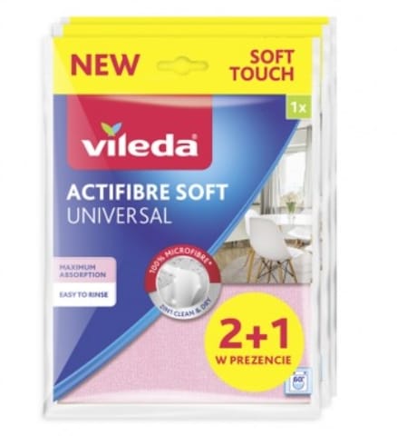 ⁨Vileda ACTIFIBRE Soft Universal Soft cloth 2 +1 pc.⁩ at Wasserman.eu