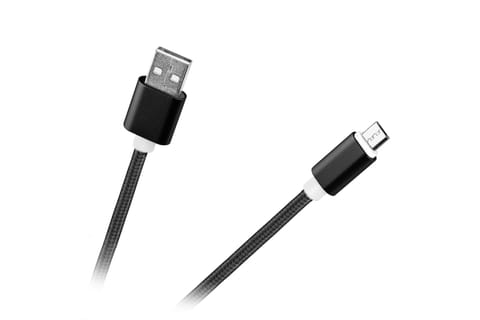 ⁨Kabel USB - micro USB M-Life nylon czarny 1m⁩ w sklepie Wasserman.eu