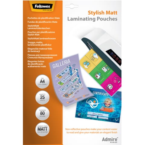 ⁨Folia laminacyjna Fellowes A4/80µm matowa (25)⁩ w sklepie Wasserman.eu