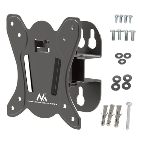 ⁨Maclean MC-415 TV Monitor Wall Mount 13"-32" 30kg Tilt Rotate max. VESA 100x100 30kg Black Slim Universal Powder Coated⁩ at Wasserman.eu