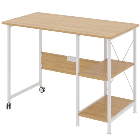 ⁨Biurko składane loftowe Maclean, wymiary: 107x45x75cm, max - 150 kg, z blatem, kolor jasny buk, MC-411 W⁩ w sklepie Wasserman.eu