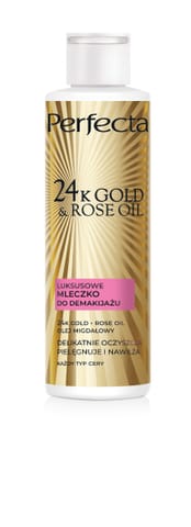 ⁨PERFECTA 24K Gold & Rose Oil Mleczko do demakijażu 200 ml⁩ w sklepie Wasserman.eu