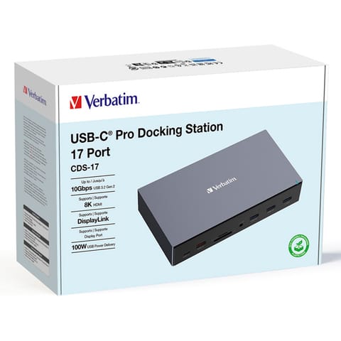 ⁨Stacja dokująca Verbatim, USB-C Pro, 17-port, HDMI, RJ45, microSD, USB-A 3.2, szara⁩ w sklepie Wasserman.eu