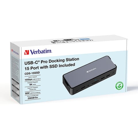 ⁨Stacja dokująca Verbatim, USB-C Pro, 15-port, 2x HDMI, RJ45, microSD, USB-A 3.1, USB-C 3.1, szara⁩ w sklepie Wasserman.eu