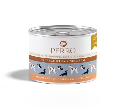 ⁨PERRO Wieprzowina z selerem dla psów dorosłych  410 g⁩ w sklepie Wasserman.eu