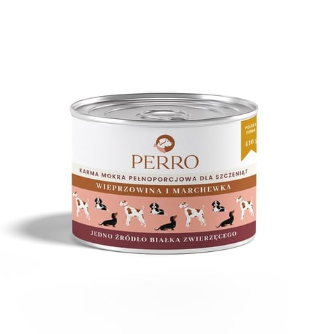 ⁨PERRO Junior Pork with carrot - wet dog food - 410g⁩ at Wasserman.eu