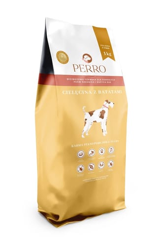 ⁨PERRO Cielęcina z batatami dla dorosłych psów średnich i dużych ras 1 kg⁩ w sklepie Wasserman.eu