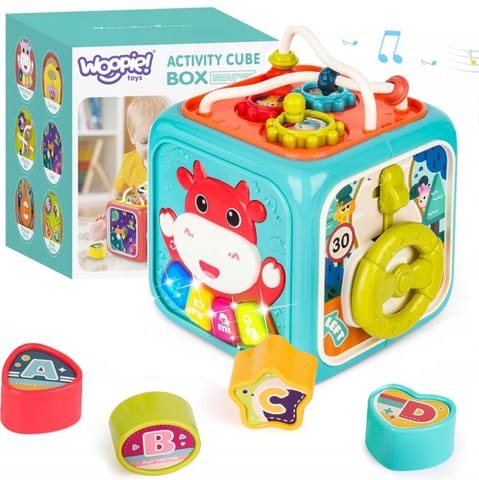 ⁨WOOPIE Interaktywna Kostka Sensoryczna Edukacyjna Montessori Sorter 6w1⁩ w sklepie Wasserman.eu