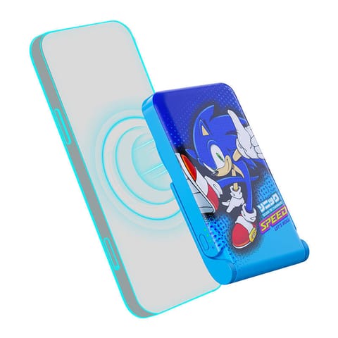 ⁨Powerbank magnetyczny OTL 5000 mAh, USB-C 15W, Sonic The Hedgehog ze stojakiem (niebieski)⁩ w sklepie Wasserman.eu