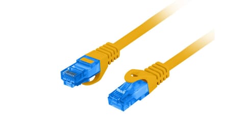 ⁨Kabel krosowy patchcord S/FTP kat.6A LSZH CCA pomarańczowy 1m⁩ w sklepie Wasserman.eu