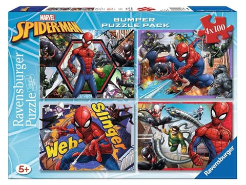 ⁨Puzzle 4x100 elementów Spider Man Bumper Pack⁩ w sklepie Wasserman.eu